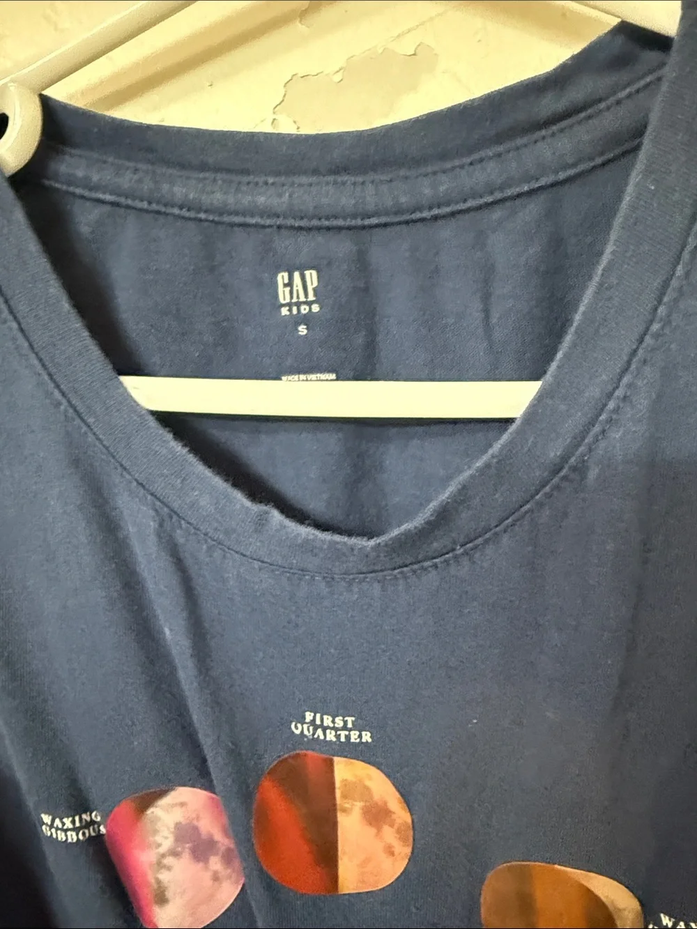 GAP Navy Long Sleeve Tee with Colorful Moon Phases Graphic